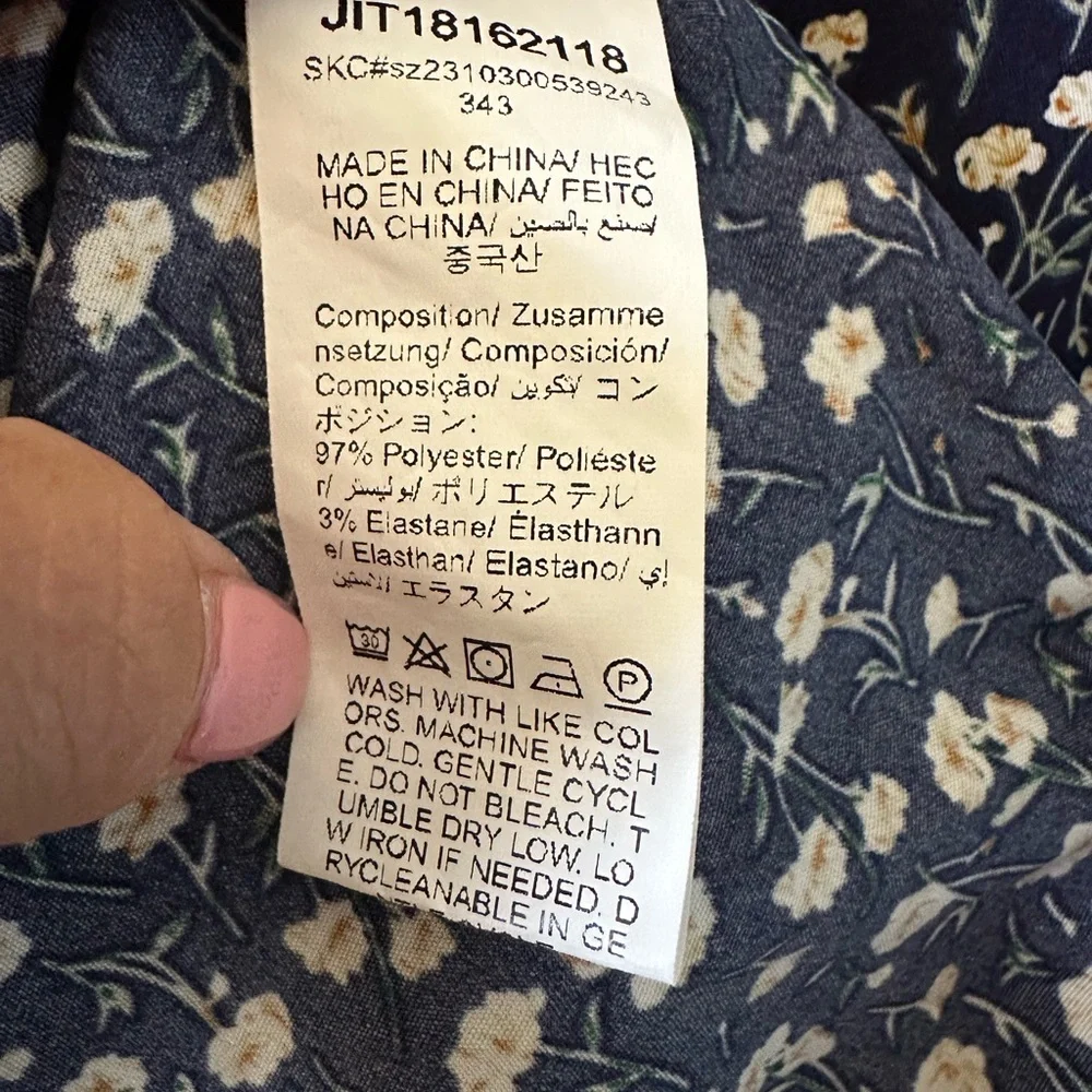 Classic Navy Floral Modest Midi Dress Feminine Church Teacher Style 1XL - Picture 7 of 7